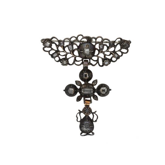 Georgian Silver Diamond Brooch front