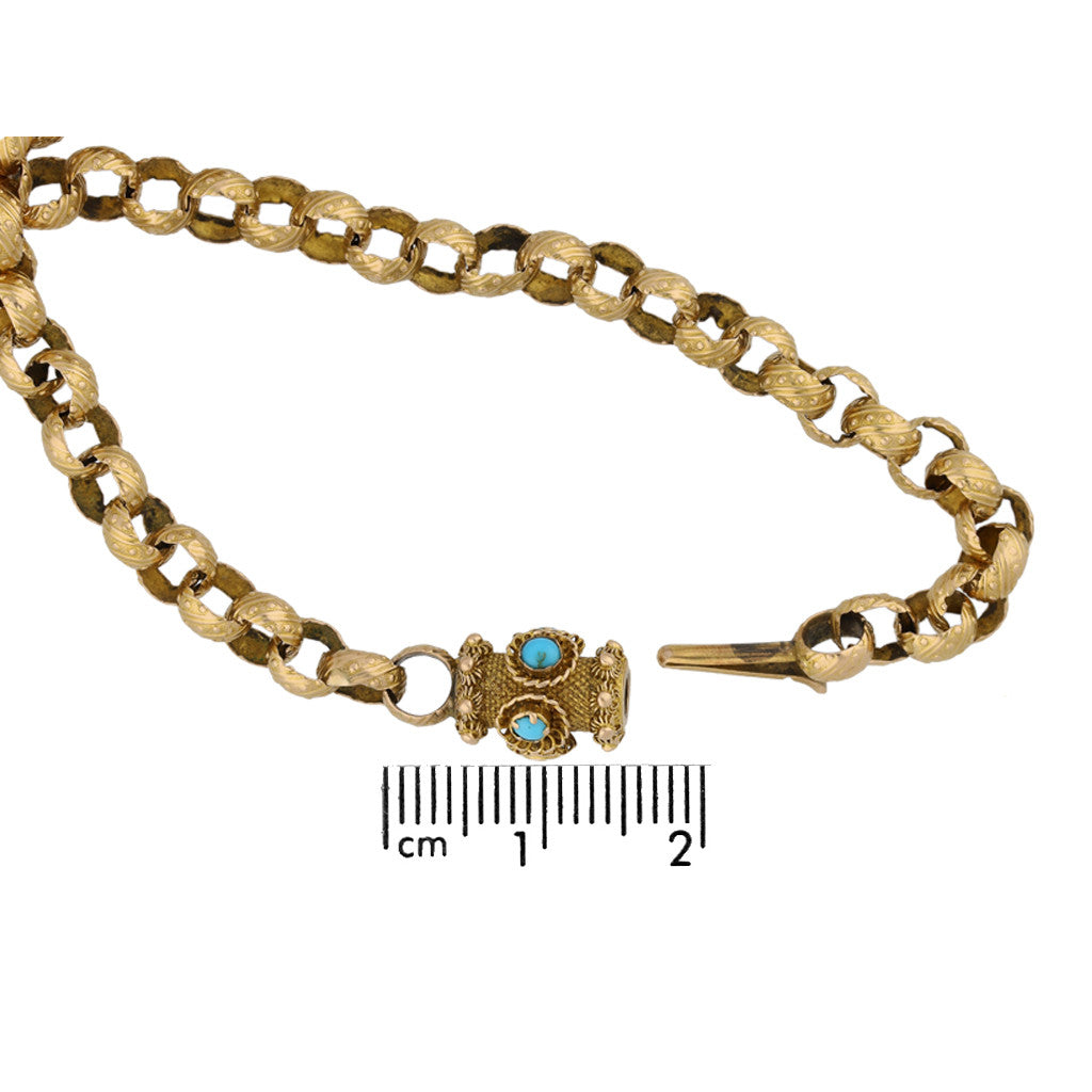 English Georgian 18KT Yellow Gold Turquoise Necklace clasp