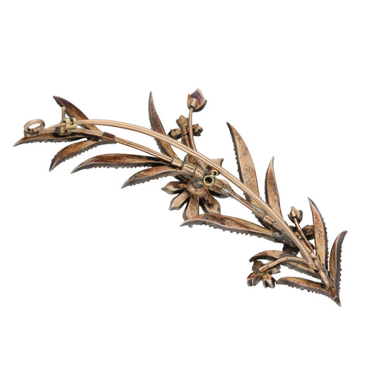 Georgian Silver & 18KT Rose Gold Diamond Brooch back