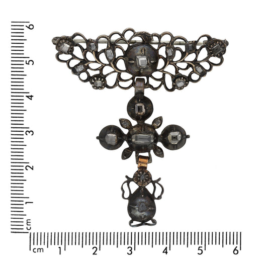 Georgian Silver Diamond Brooch front