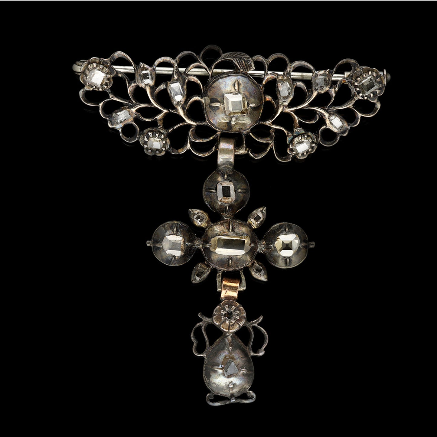 Georgian Silver Diamond Brooch front