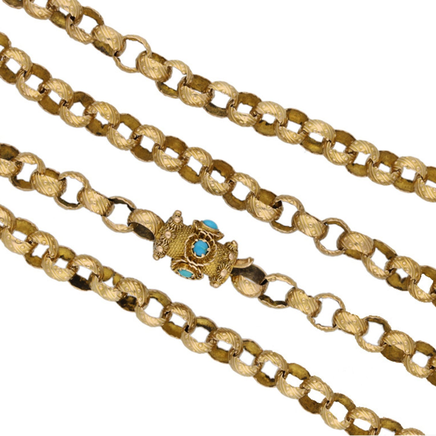 English Georgian 18KT Yellow Gold Turquoise Necklace details