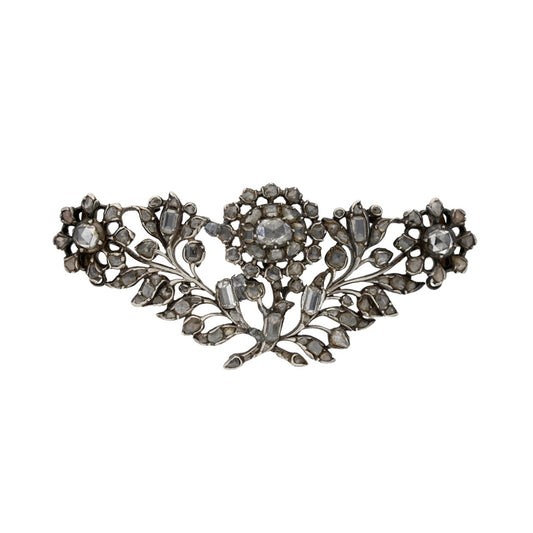 English Georgian Silver & 18KT Yellow Gold Diamond Brooch front