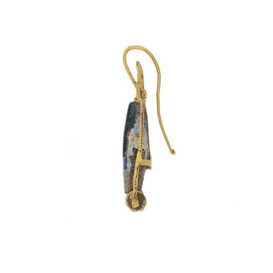 Ancient Roman 18KT Yellow Gold Glass Earrings side