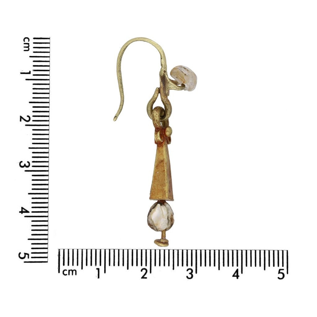 Ancient Roman 18KT Yellow Gold Natural Pearl Earrings side