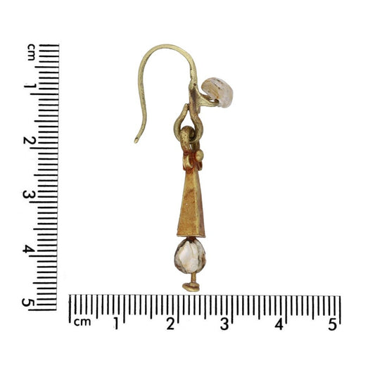 Ancient Roman 18KT Yellow Gold Natural Pearl Earrings side