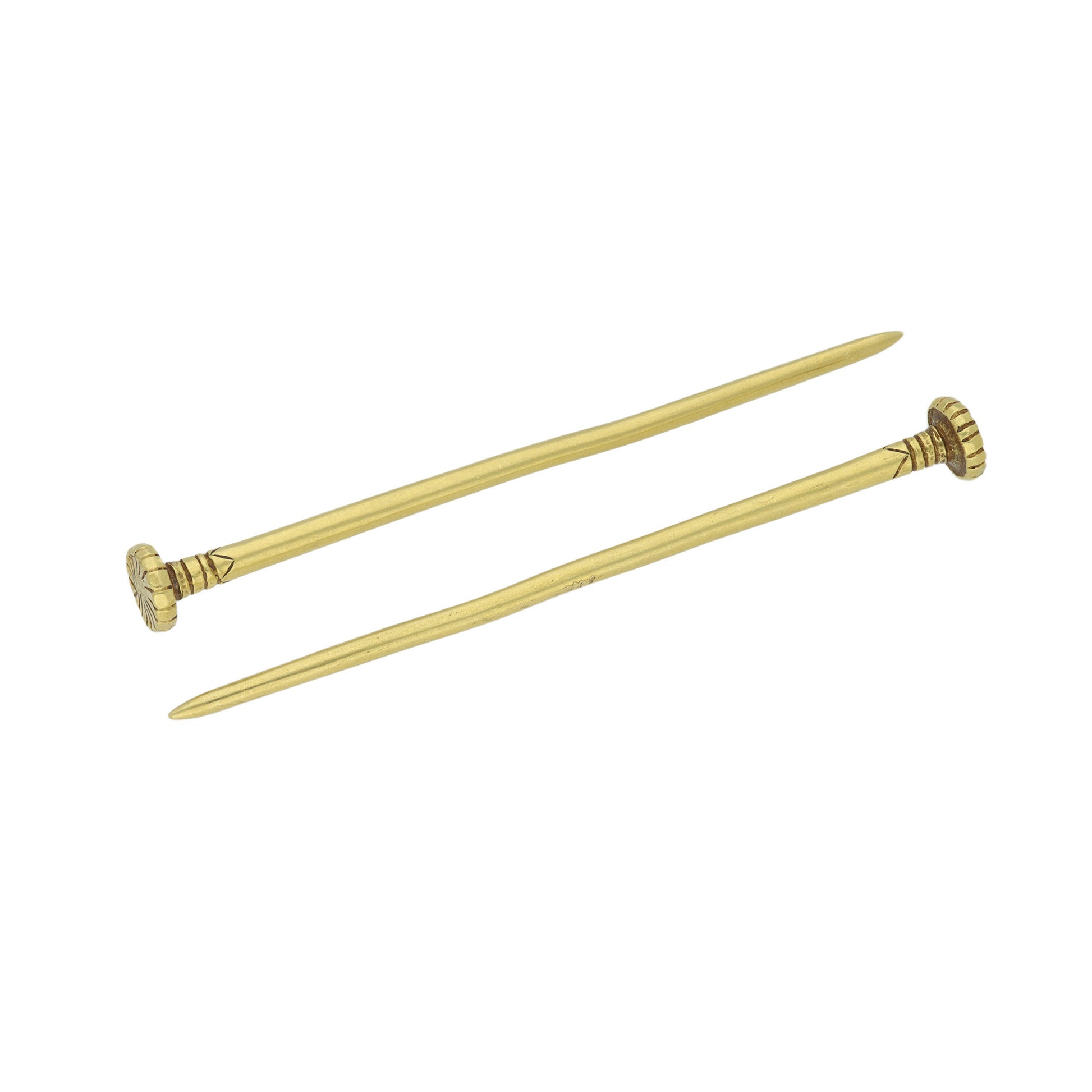 Parthian Antique 18KT Yellow Gold Dress Pins front