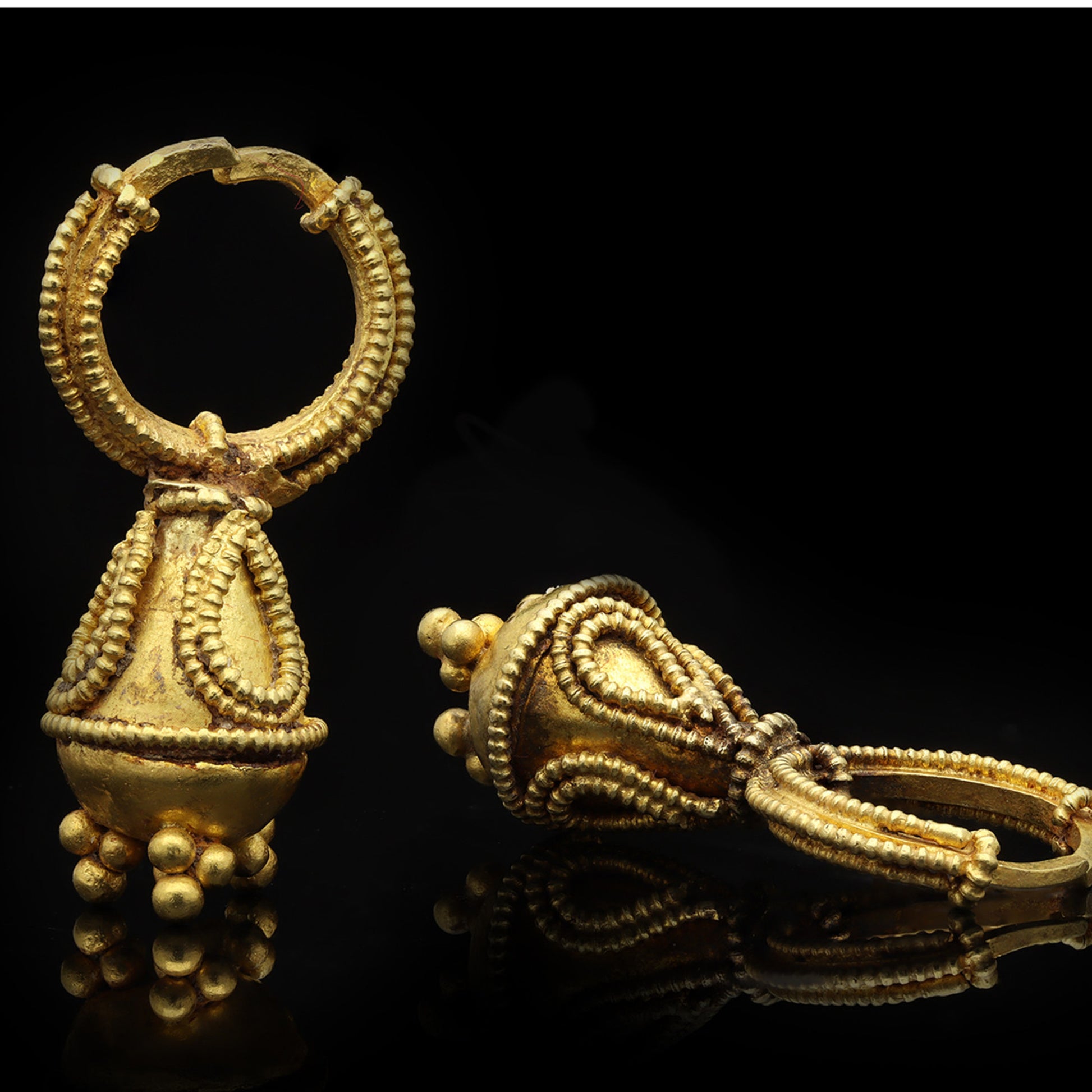 Graeco Scythian Antique 18KT Yellow Gold Earrings