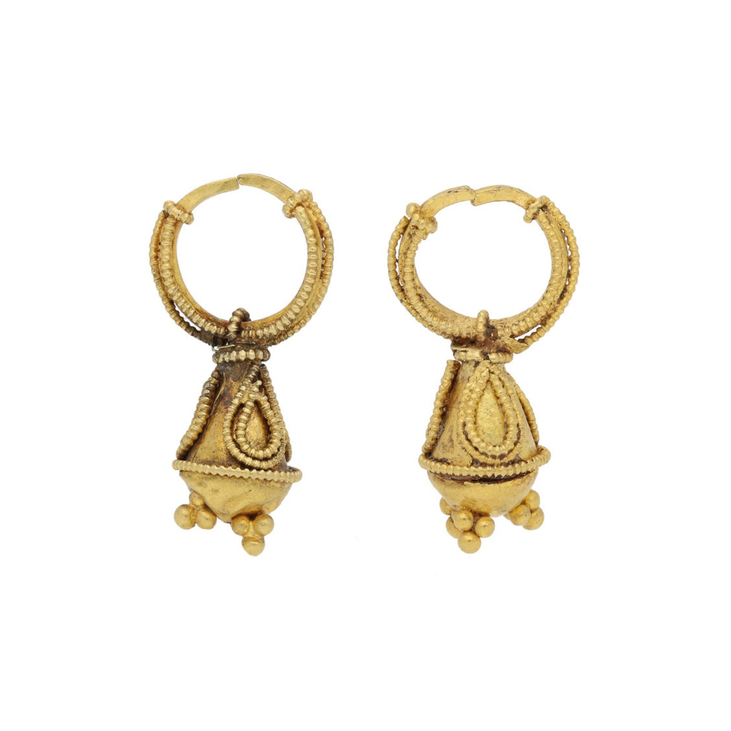 Graeco Scythian Antique 18KT Yellow Gold Earrings front
