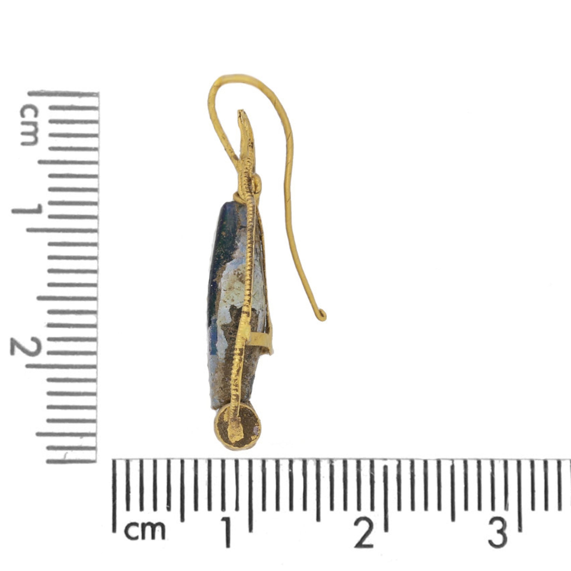 Ancient Roman 18KT Yellow Gold Glass Earrings side