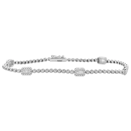 Post-1980s 14KT White Gold Diamond Bracelet front