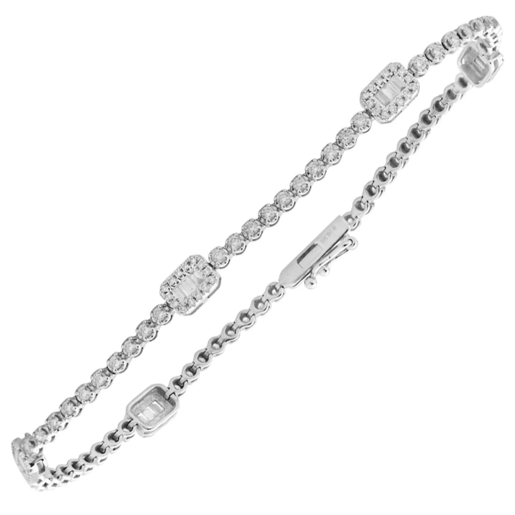Post-1980s 14KT White Gold Diamond Bracelet front
