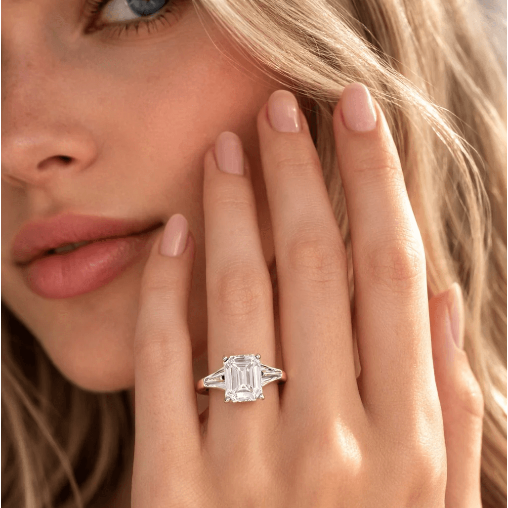 Post-1980s Platinum Diamond Ring on finger