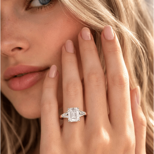 Post-1980s Platinum Diamond Ring on finger