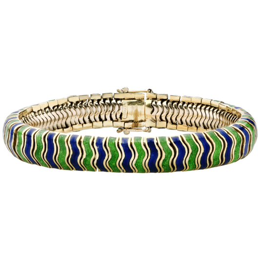 Tiffany & Co. Post-1980s 18KT Yellow Gold Enamel Bracelet front