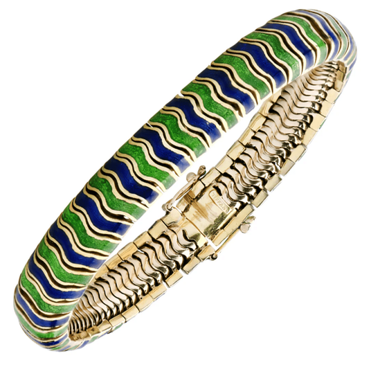 Tiffany & Co. Post-1980s 18KT Yellow Gold Enamel Bracelet front