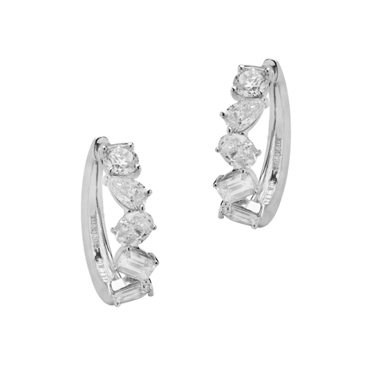 Post-1980s 14KT White Gold Diamond Earrings front