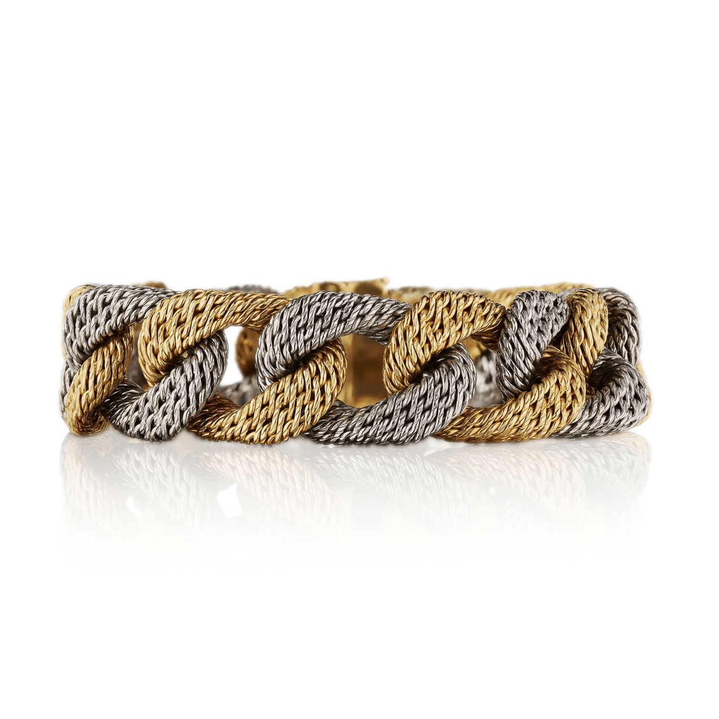 Georges Lenfant Paris 1970s 18KT White & Yellow Gold Bracelet front