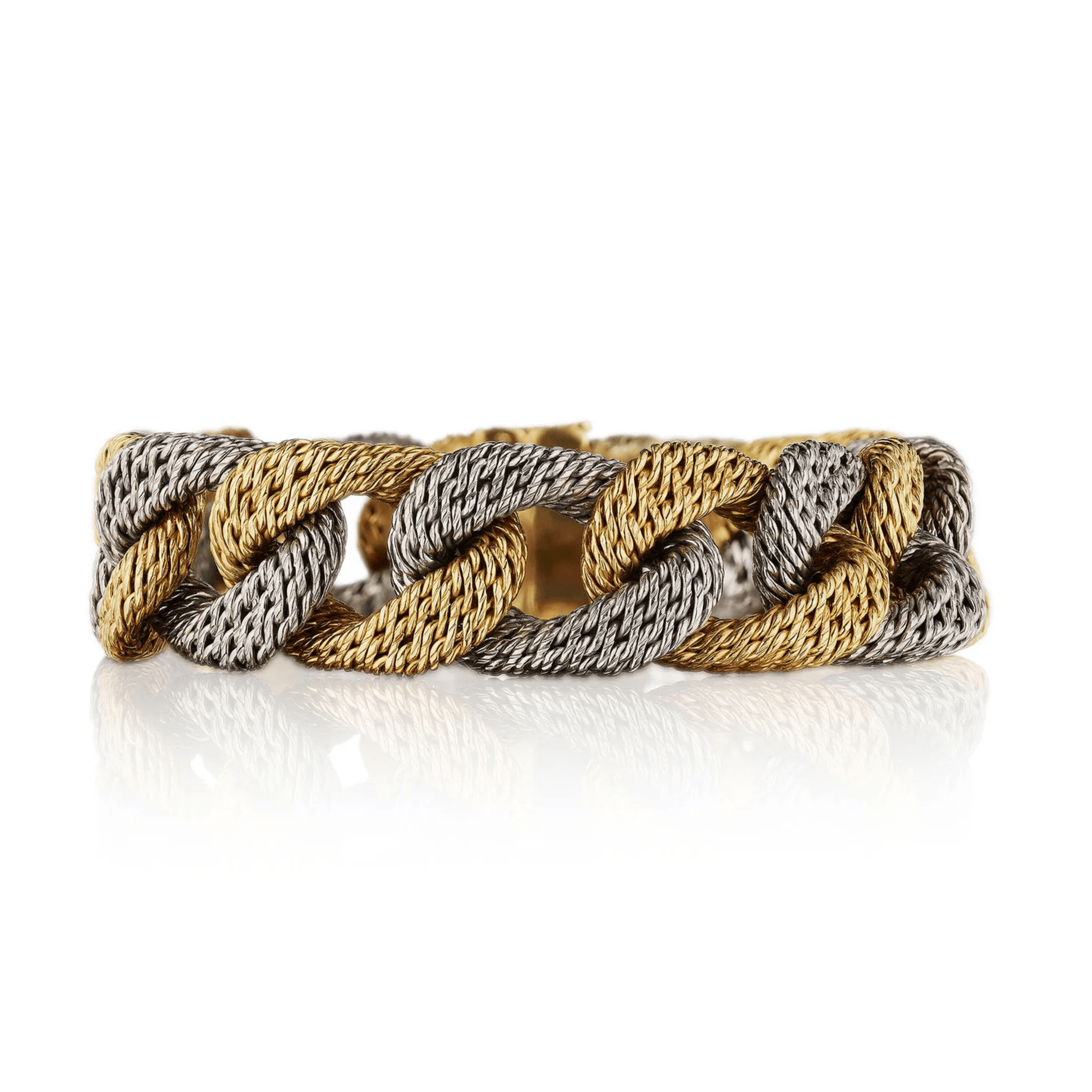 Georges Lenfant Paris 1970s 18KT White & Yellow Gold Bracelet front