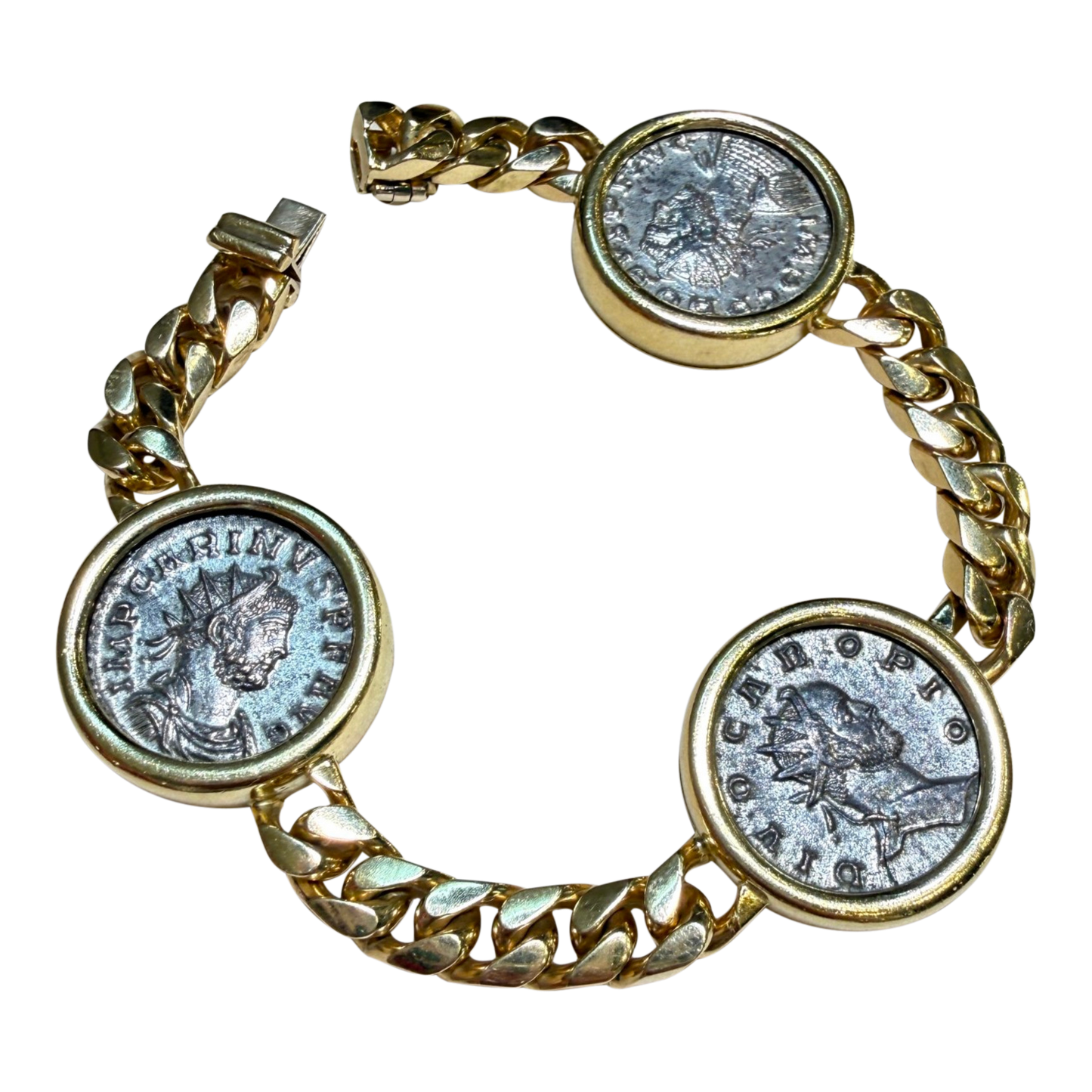 Bulgari 1980s 18KT Yellow Gold Monete Bracelet front