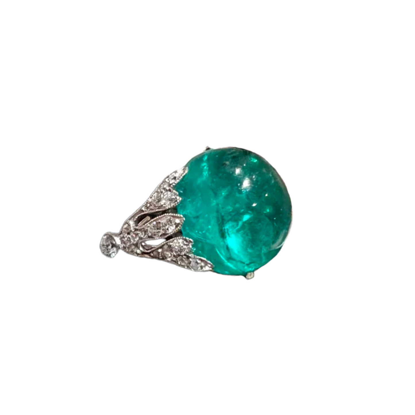 Edwardian Platinum Emerald & Diamond Ring side