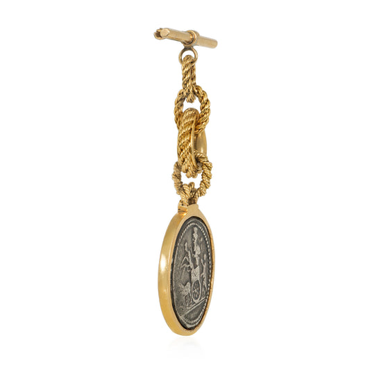 Hermes Paris 1960s 18KT Yellow Gold Coin Brooch side