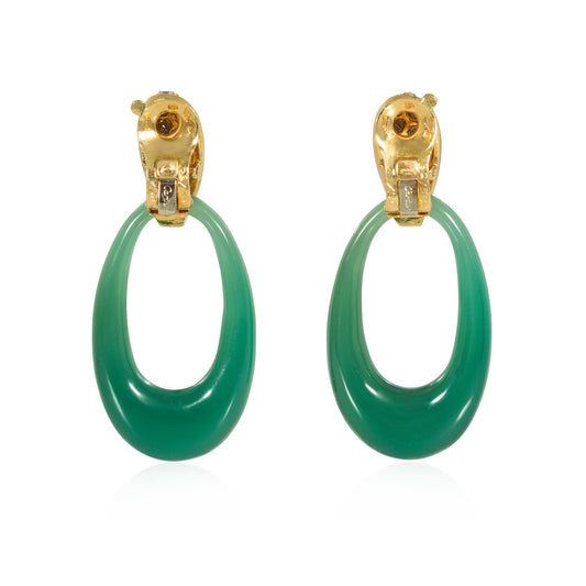 Cartier Paris 1960s 18KT Yellow Gold Diamond, Malachite & Chrysoprase Interchangeable Earrings back