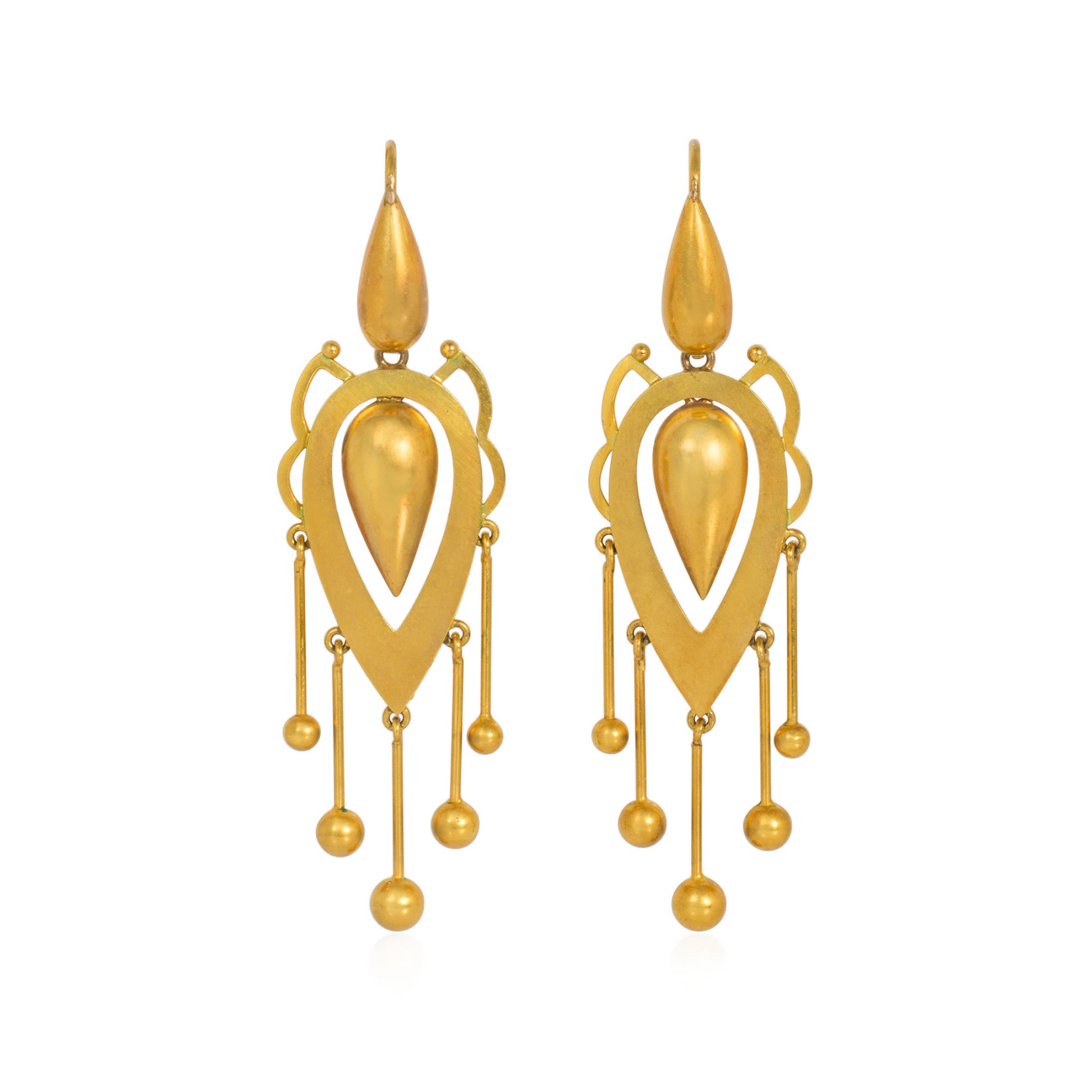 Victorian 15KT Yellow Gold Earrings front