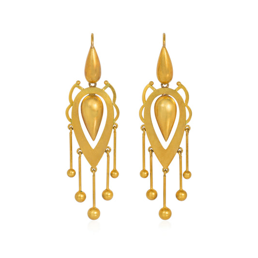 Victorian 15KT Yellow Gold Earrings front
