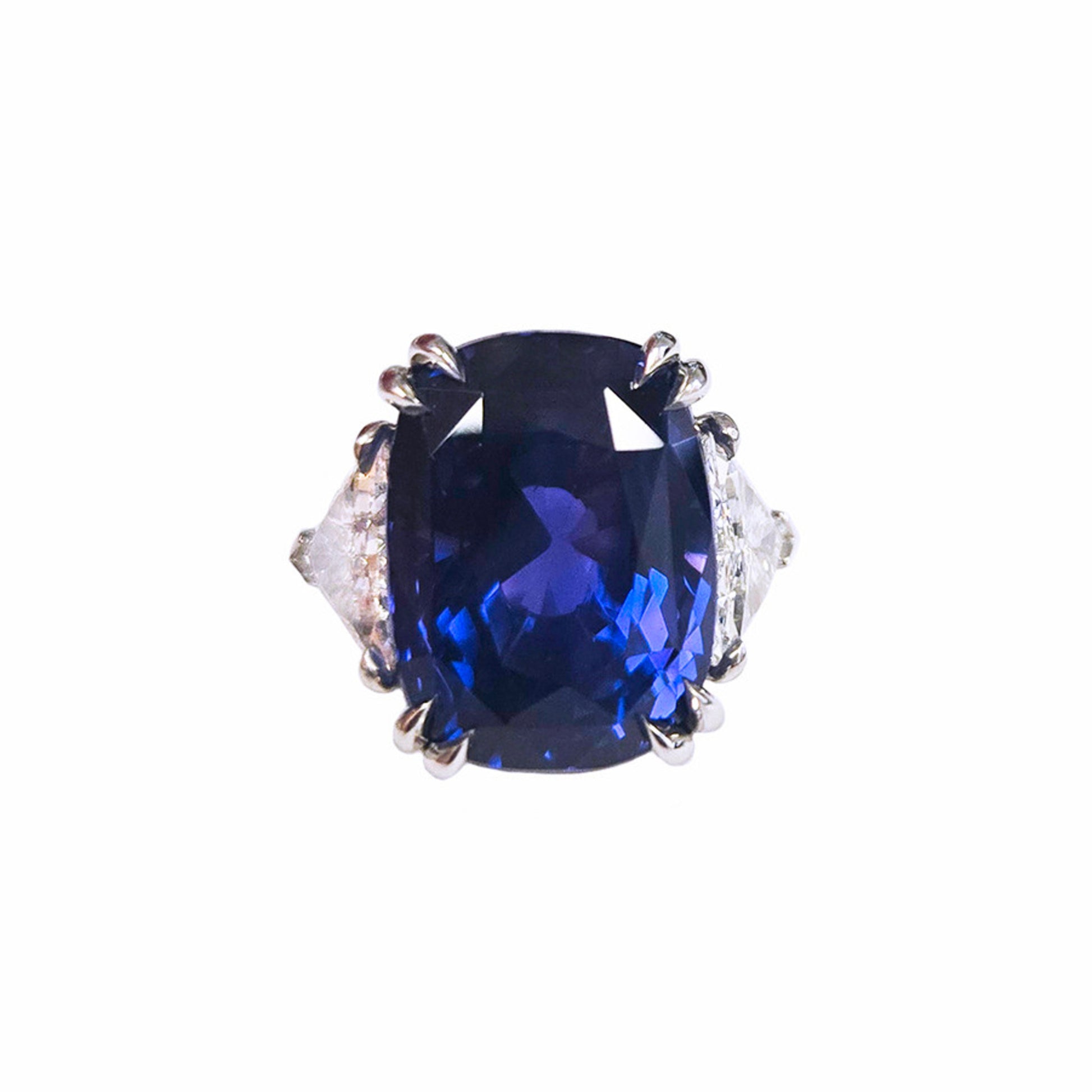 1980s Platinum Sapphire & Diamond Ring front
