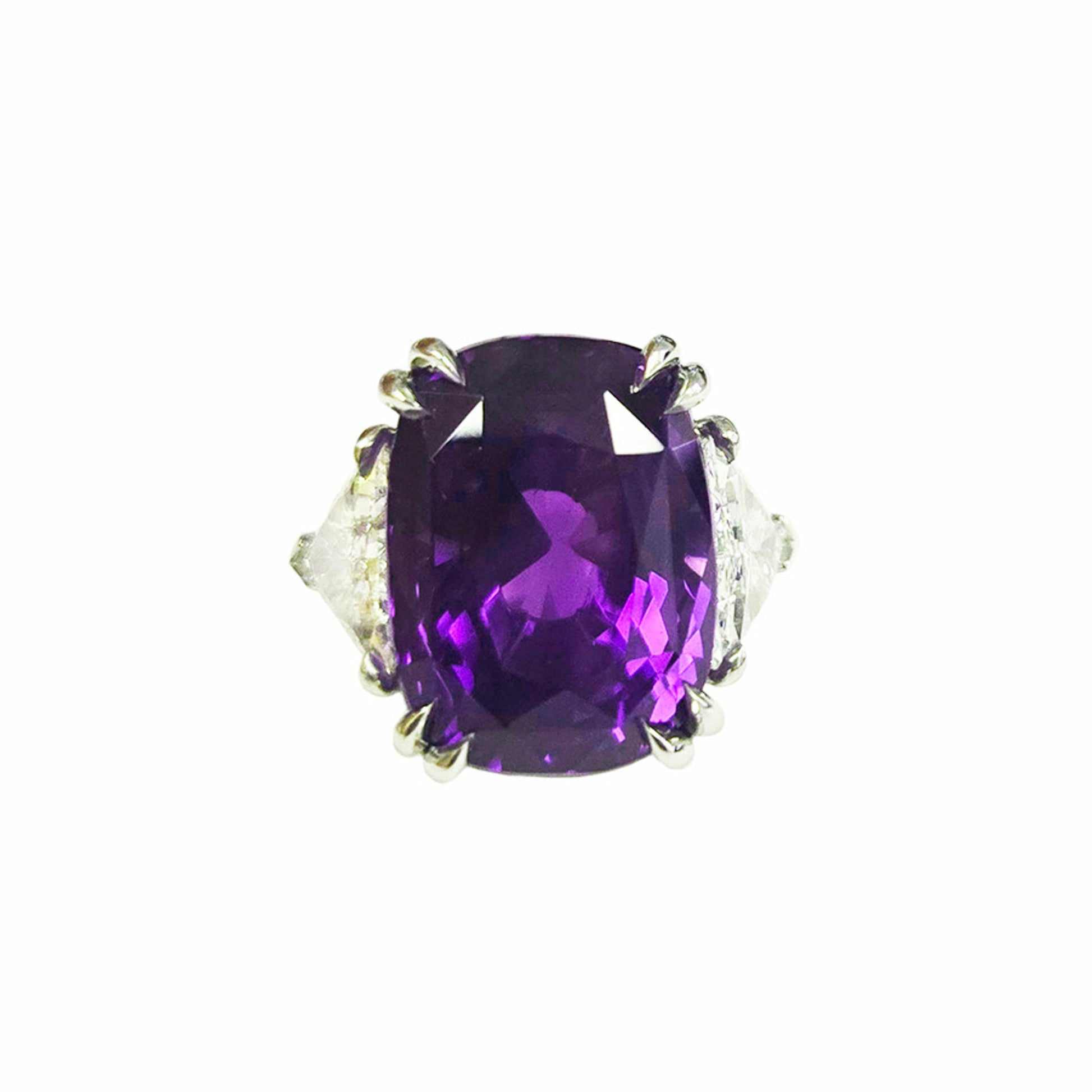 1980s Platinum Sapphire & Diamond Ring front
