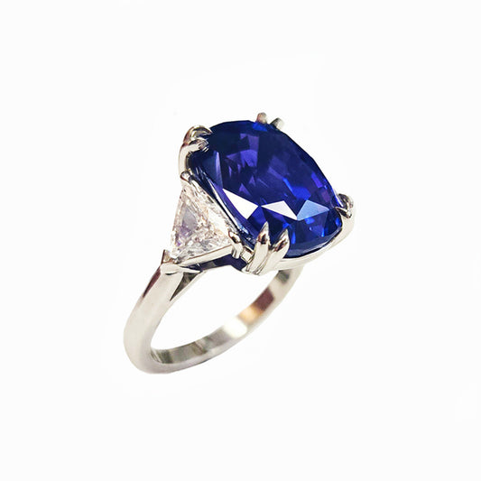1980s Platinum Sapphire & Diamond Ring side