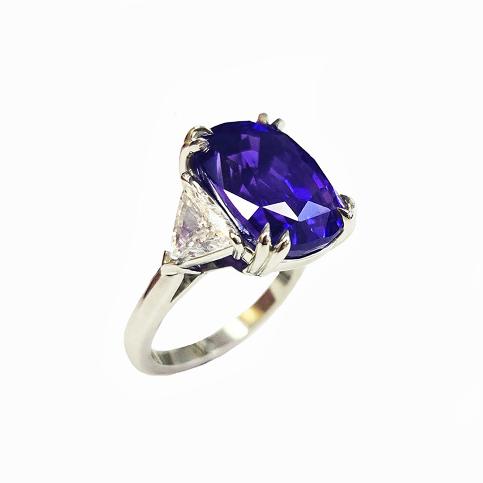 1980s Platinum Sapphire & Diamond Ring side