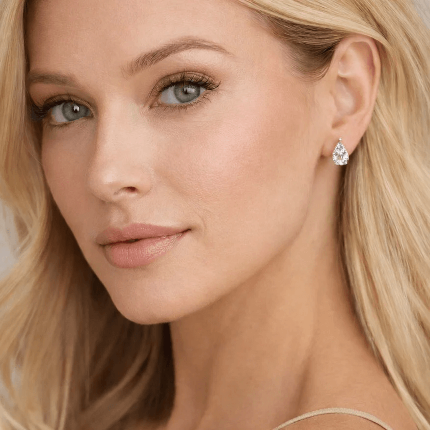 Post-1980s 14KT Yellow Gold Diamond Earrings on ear