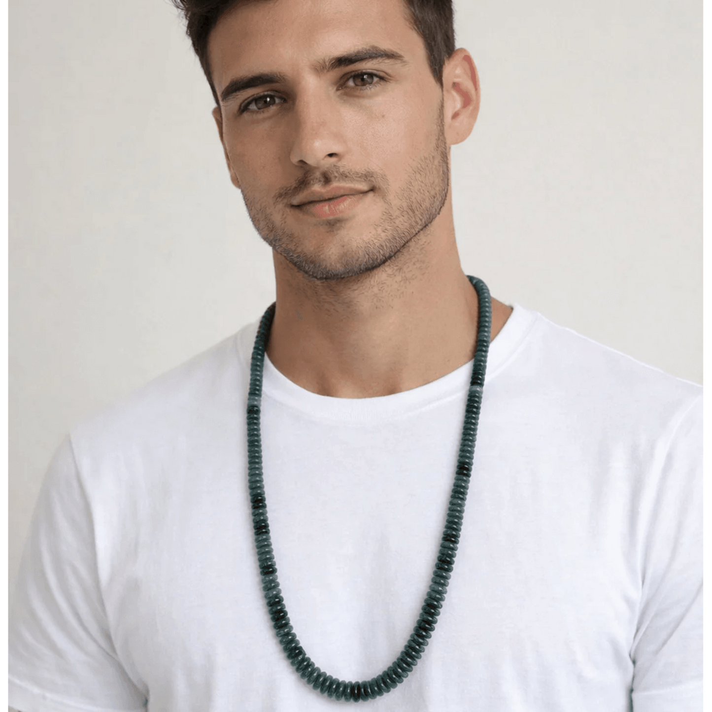 Post-1980s Jadeite Necklace on neck
