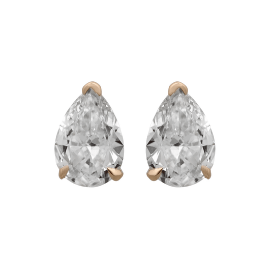 Post-1980s 14KT Yellow Gold Diamond Earrings front