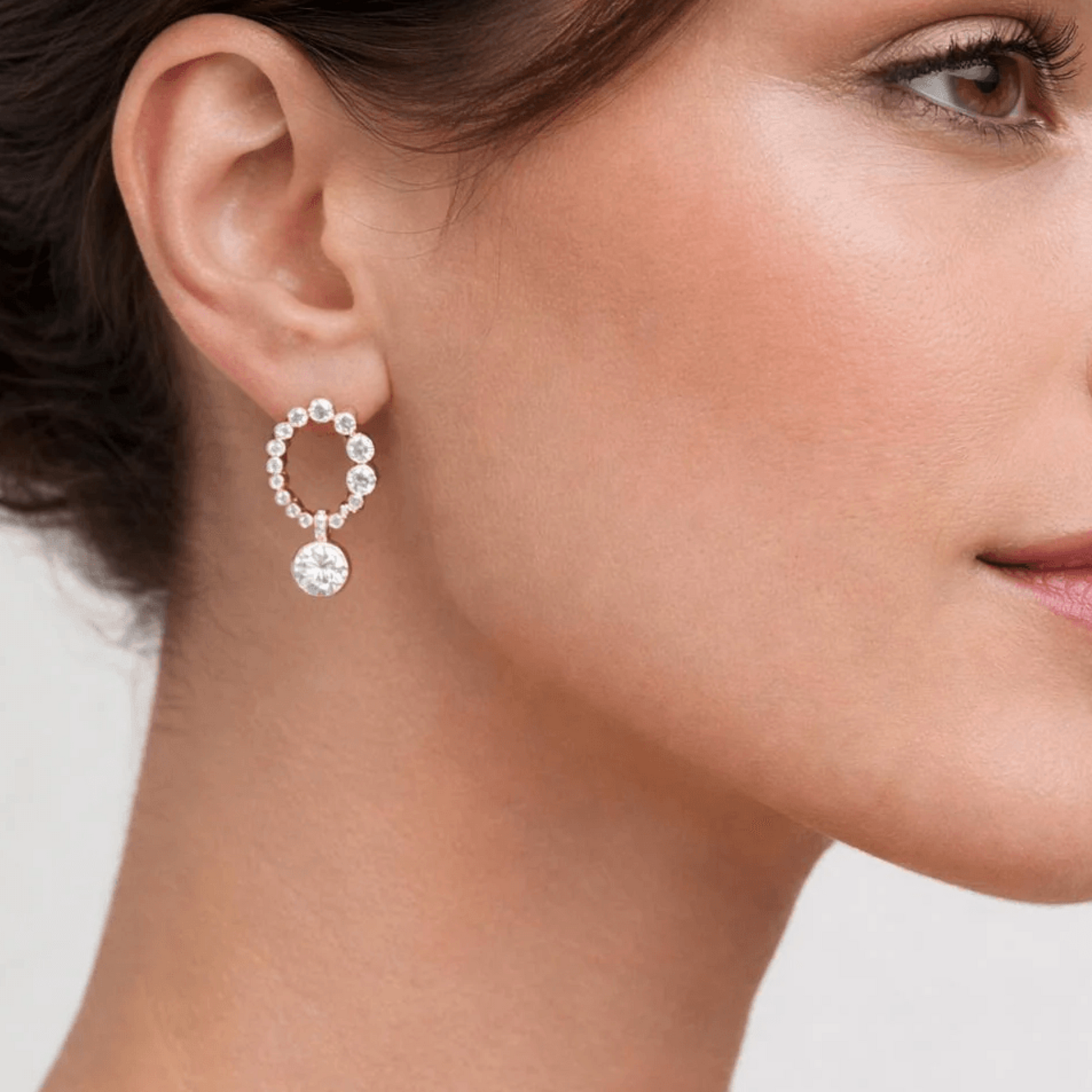 Post-1980s 18KT Yellow Gold Diamond Earrings on ear