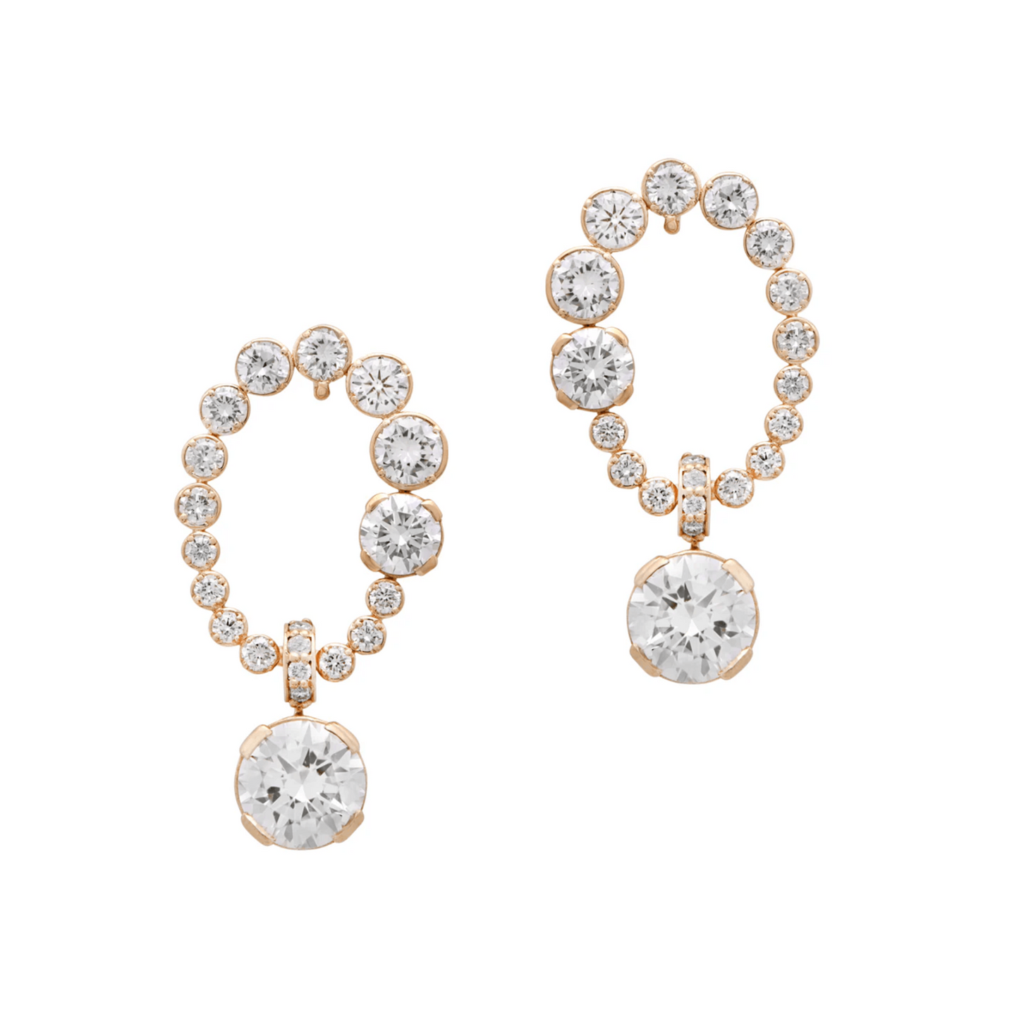 Post-1980s 18KT Yellow Gold Diamond Earrings front