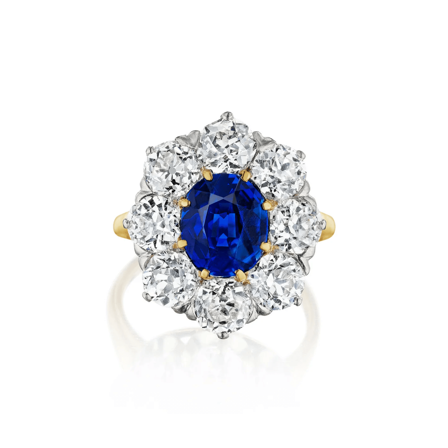 Tiffany & Co. Victorian Platinum & 18KT Yellow Gold Sapphire & Diamond Ring front