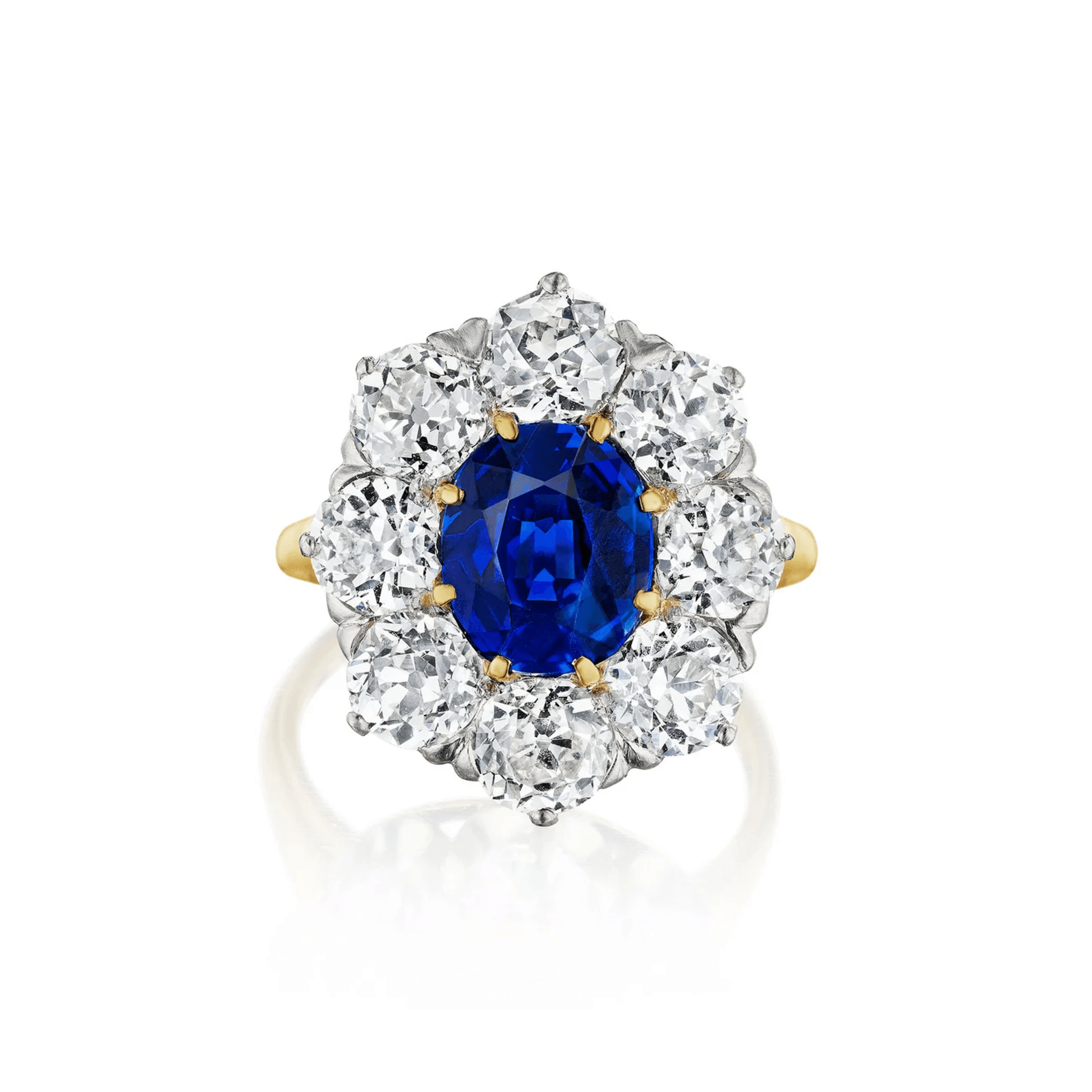 Tiffany & Co. Victorian Platinum & 18KT Yellow Gold Sapphire & Diamond Ring front