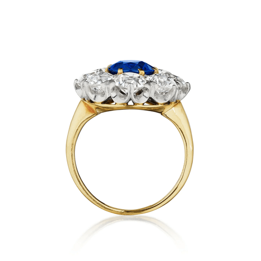 Tiffany & Co. Victorian Platinum & 18KT Yellow Gold Sapphire & Diamond Ring profile