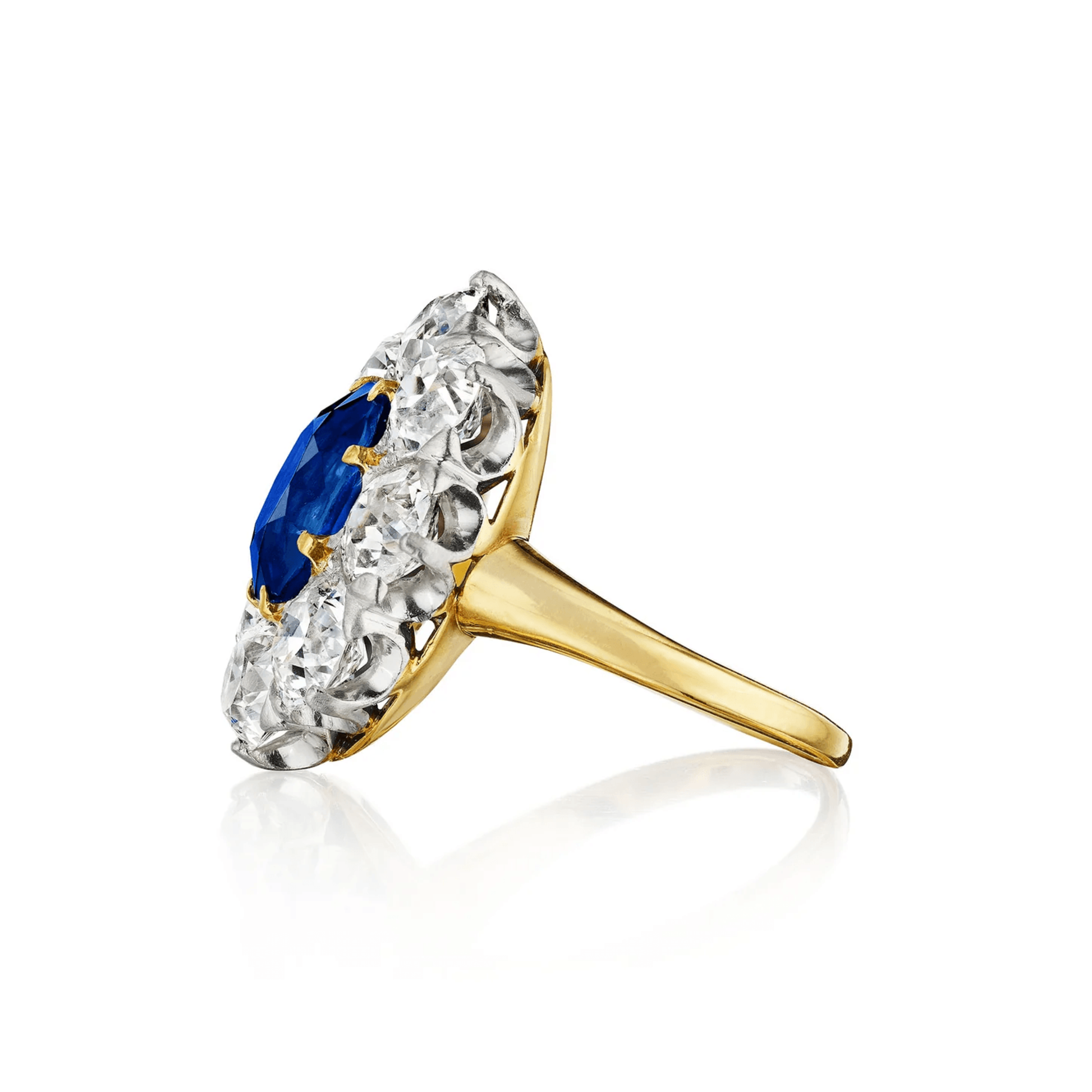 Tiffany & Co. Victorian Platinum & 18KT Yellow Gold Sapphire & Diamond Ring side