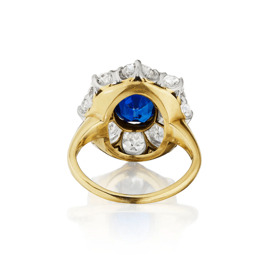 Tiffany & Co. Victorian Platinum & 18KT Yellow Gold Sapphire & Diamond Ring back
