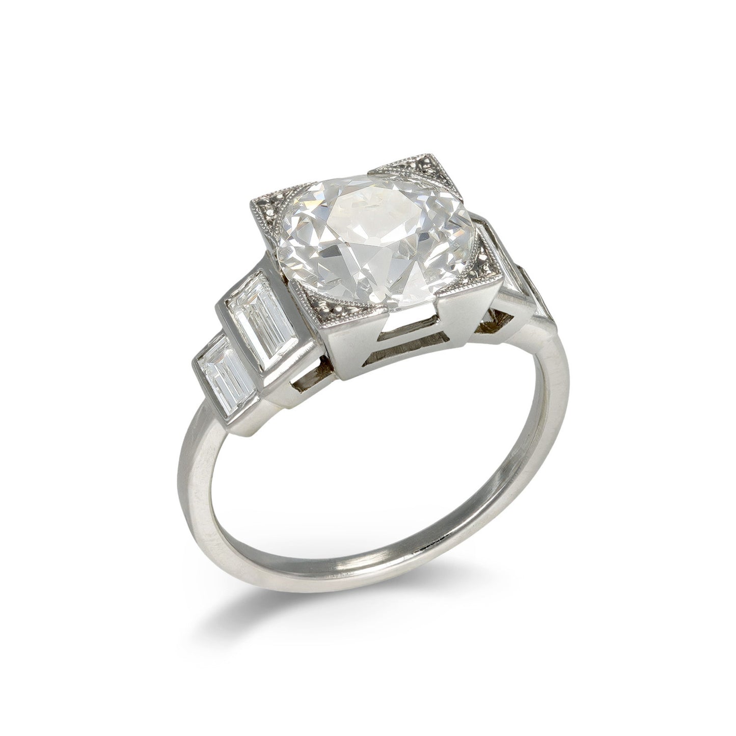 Art Deco Platinum Diamond Ring front