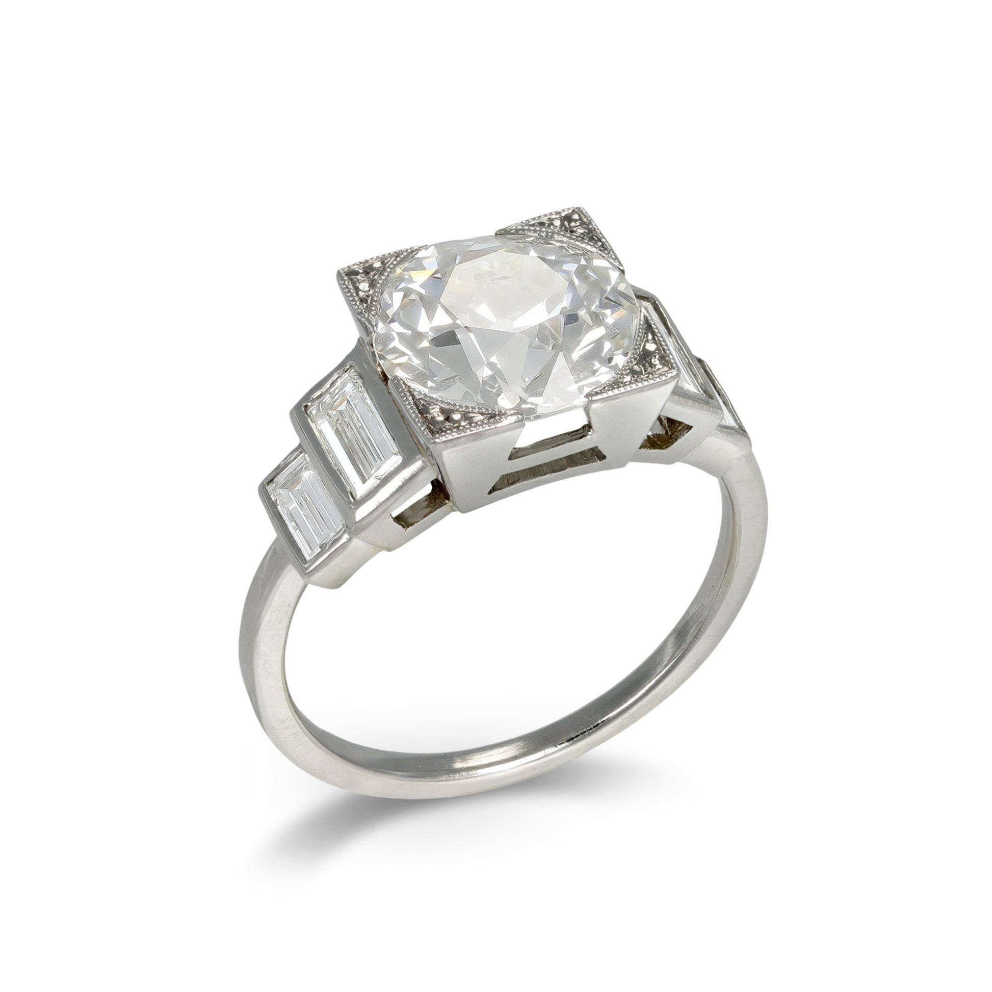 Art Deco Platinum Diamond Ring front