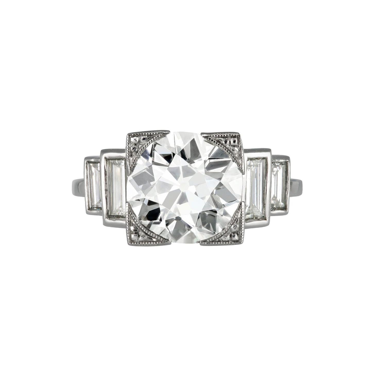 Art Deco Platinum Diamond Ring front