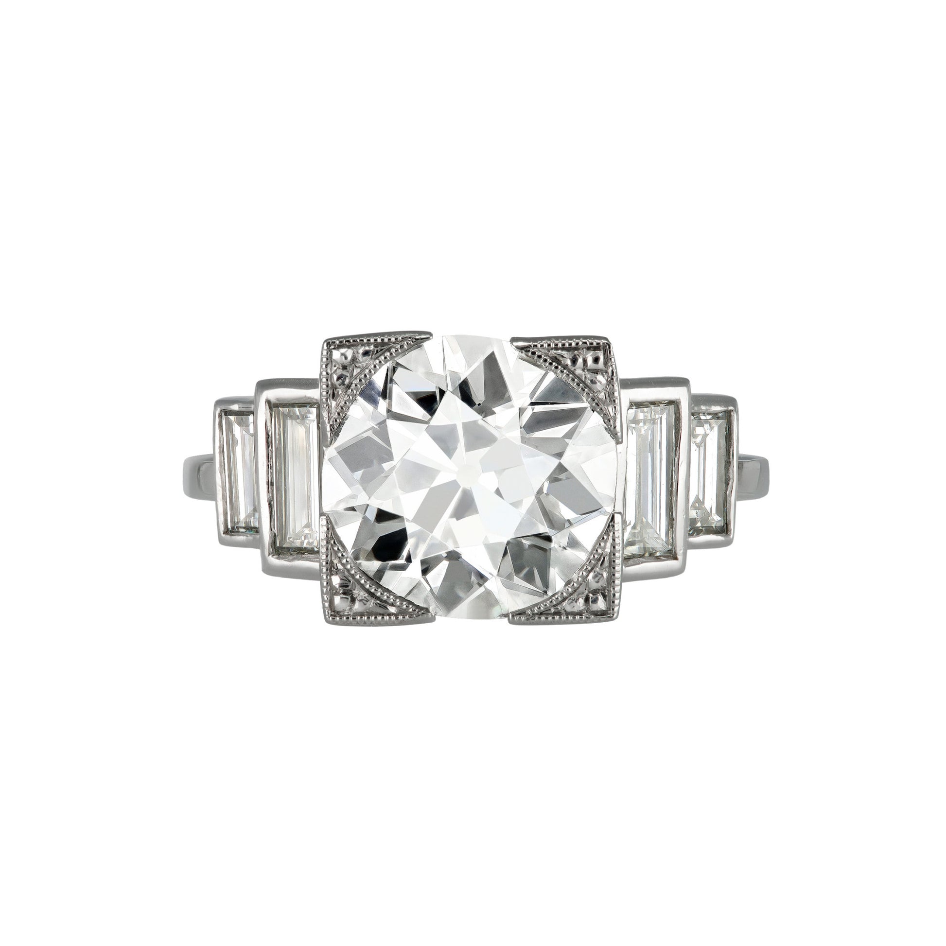 Art Deco Platinum Diamond Ring front