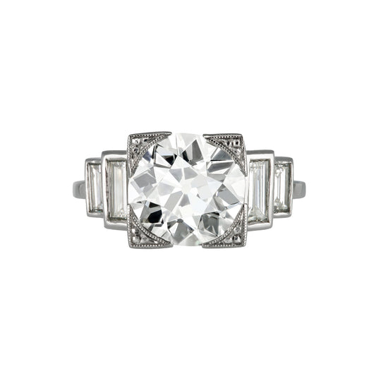Art Deco Platinum Diamond Ring front