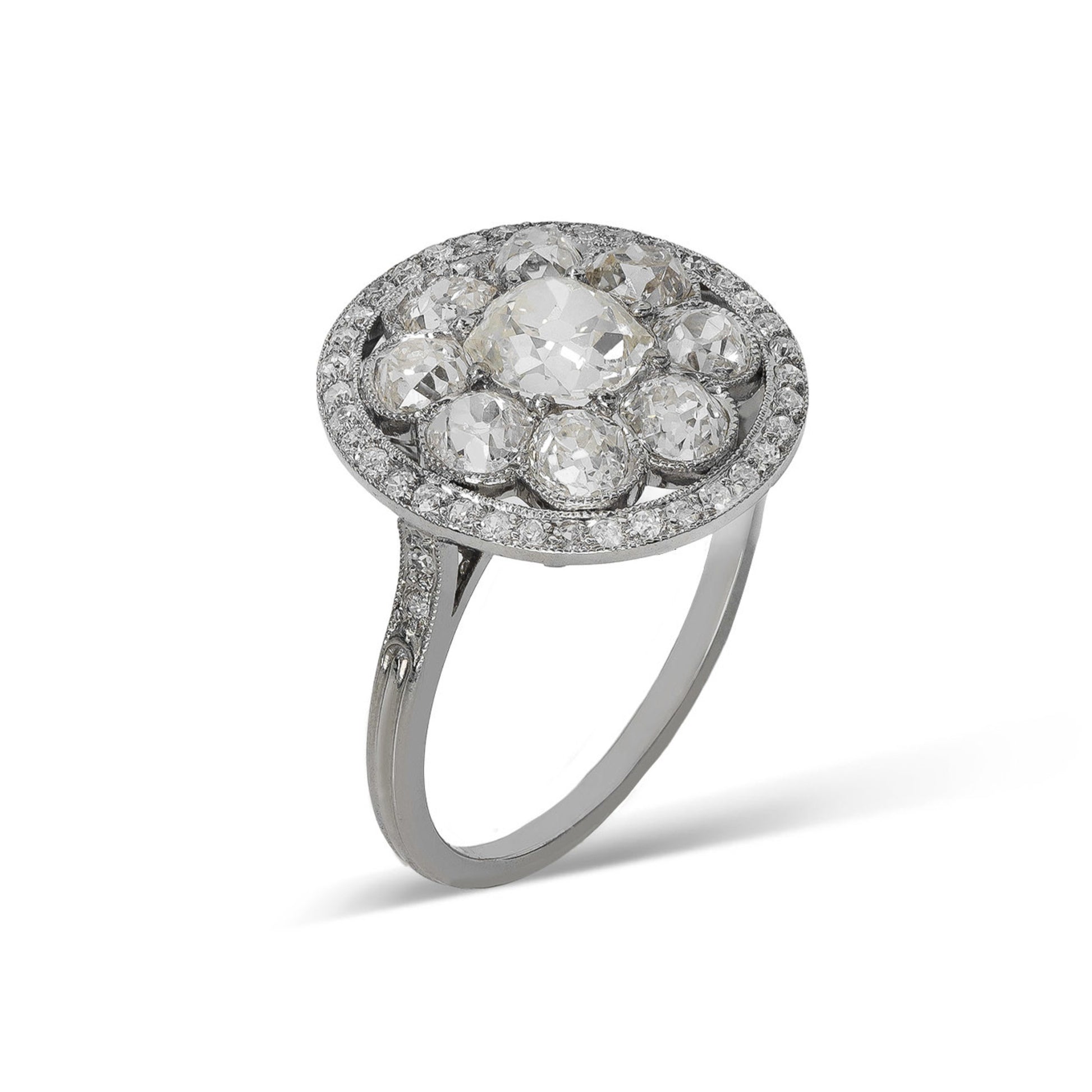 French Edwardian Platinum Diamond Ring side