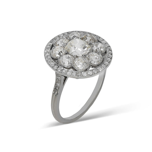 French Edwardian Platinum Diamond Ring side